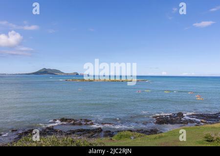 Popoia Island and Kaneohe, Oahu, Hawaii Stock Photo