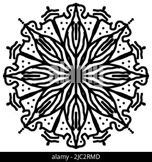 Mandala ornament.  Hand drawn circular pattern in black color izolated on white background. Islam, Arabic, Indian, ottoman motifs. Vector illustration Stock Vector