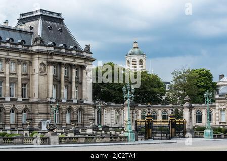 Brussels City Center, Brussels Capital Region - Belgium - 06 20 2020 Facade of the Royal Palace at the Palace square Stock Photo