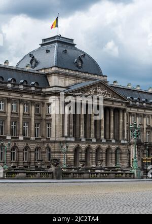 Brussels City Center, Brussels Capital Region - Belgium - 06 20 2020 Facade of the Royal Palace at the Palace square Stock Photo