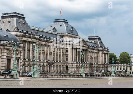 Brussels City Center, Brussels Capital Region - Belgium - 06 20 2020 Facade of the Royal Palace at the Palace square Stock Photo