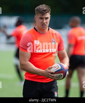 BILLINGHAM, UK. JUNE 9TH. England Rugby Ollie Dawkins during the England Rugby Under 20s training session at Billingham Rugby Club, Greenwood Road, Billingham on Thursday 9th June 2022. (Credit: Michael Driver | MI News) Credit: MI News & Sport /Alamy Live News Stock Photo