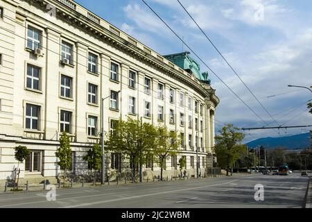 SOFIA, BULGARIA - MAY 1, 2022:  Spring view of National Library Saint Cyril and Saint Methodius in Sofia, Bulgaria Stock Photo