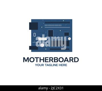 Technology abstract motherboard logo design. Electronic collection - Computer motherboard vector design and illustration. Stock Vector