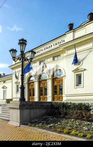 SOFIA, BULGARIA - MAY 1, 2022:  Spring view of National Assembly in city of Sofia, Bulgaria Stock Photo