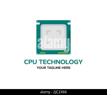 Central Computer Processors CPU concept logo design. Computer part. Concept of futuristic technology. Advanced Technology Concept with Microchip. Stock Vector