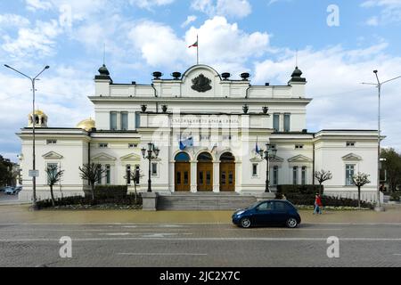 SOFIA, BULGARIA - MAY 1, 2022:  Spring view of National Assembly in city of Sofia, Bulgaria Stock Photo