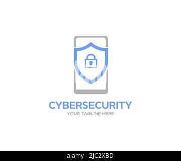 Cybersecurity concept, internet security logo design. Future technology web services for business and internet vector design and illustration. Stock Vector