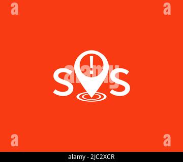 SOS Emergency  logo design.  Containing Emergency alarm, SOS help service vector design and illustration. Stock Vector