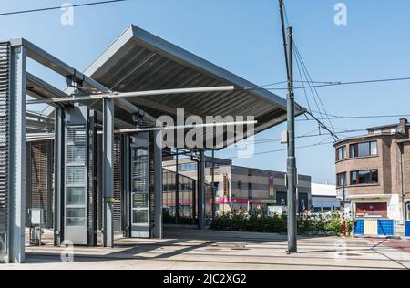 Uccle, Brussels, Belgium - Hangar of the tramway end station Stock Photo