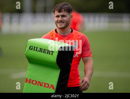 BILLINGHAM, UK. JUNE 9TH. England Rugby's Ollie Dawkins during the England Rugby Under 20s training session at Billingham Rugby Club, Greenwood Road, Billingham on Thursday 9th June 2022. (Credit: Michael Driver | MI News) Credit: MI News & Sport /Alamy Live News Stock Photo