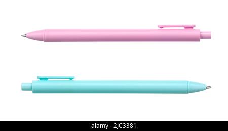 Ballpoint capillary pens isolated on white background, photo stacking Stock Photo