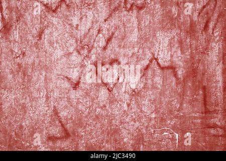 Abstract pattern of hearts, lines and cracks on the background. Grunge beautiful red wall with cracks on the plaster with space for text or image. The art of rough stylized texture. Happy Valentine Stock Photo