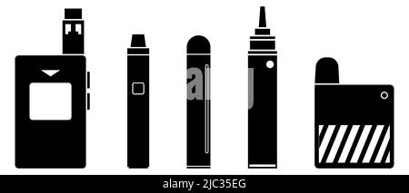 Set of vape icons. Electronic cigarette. Vector illustration