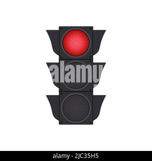 Icons depicting typical horizontal traffic signals with red light in between isolated vector illustration Eps 10 Stock Vector