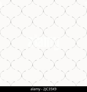 Grunge Roman Ogee abstract vector seamless pattern background with retro shapes net texture. Neutral black white geometric backdrop. Fine brush stroke Stock Vector