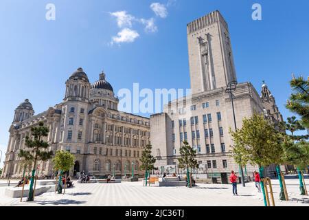 Art deco style George’s Dock Ventilation Station and Port of Liverpool Building from The Strand, Liverpool, England, UK Stock Photo