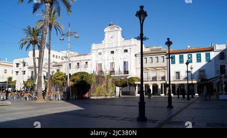 Ayuntamiento, Town Hall, built in second half of the 19th century in neoclassical style, Merida, Spain Stock Photo