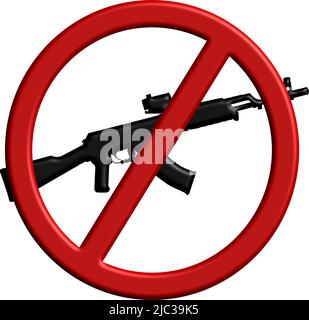 Gun control assault rifle ban illustration 3d Stock Vector