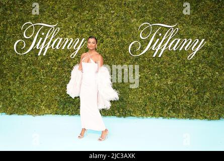 Simone Ashley arrives for the House of Tiffany & Co Vision and Virtuosity exhibition opening gala at the Saatchi Gallery in London. Picture date: Thursday June 9, 2022. Stock Photo