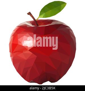 Ripe juicy apple in low poly style Stock Vector