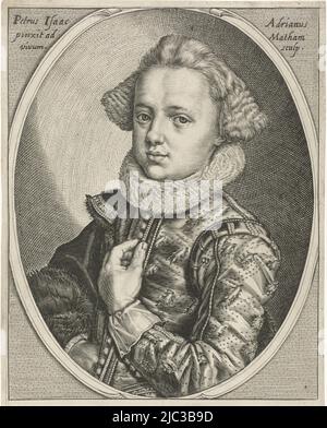 Portrait of Prince Christian of Denmark and Norway at the age of 12., Portrait of Christian of Denmark and Norway, print maker: Adriaen Matham, (mentioned on object), after: Pieter Isaacsz., (mentioned on object), Haarlem, 1615, paper, engraving, h 213 mm × w 143 mm Stock Photo