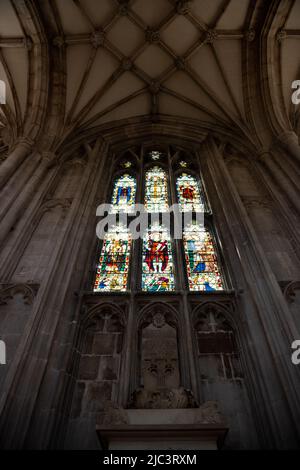 Stained Glass Window in Winchester Cathedral Stock Photo - Alamy