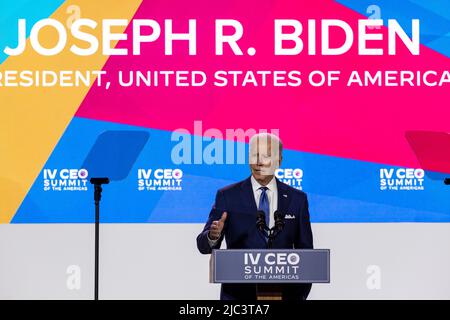 Los Angeles, USA. 09th June, 2022. IV CEO Summit of the Americas conference. President Joe Biden. 6/8/2022 Intercontinental Hotel, Los Angeles, CA. USA (Photo by Ted Soqui/SIPA USA) Credit: Sipa USA/Alamy Live News Stock Photo