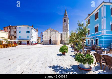 Fazana, Croatia. Beautiful small town of Fazana waterfront view, Istria region, Adriatic Sea. Stock Photo