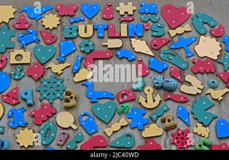 Barry Island climbing wall, Eastern Promenade, Vale Of Glamorgan, South Wales, UK - Home of Gavin and Stacey BBC TV Sitcom Stock Photo