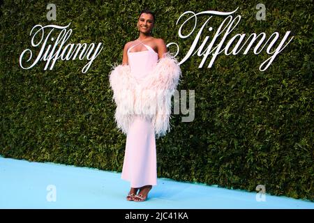 London, UK. 9th June, 2022. Simone Ashley arrives for the House of Tiffany & Co Vision and Virtuosity exhibition opening gala at the Saatchi Gallery in London Picture date: Friday June 9, 2022. Photo credit should read Credit: Matt Crossick/Alamy Live News Stock Photo