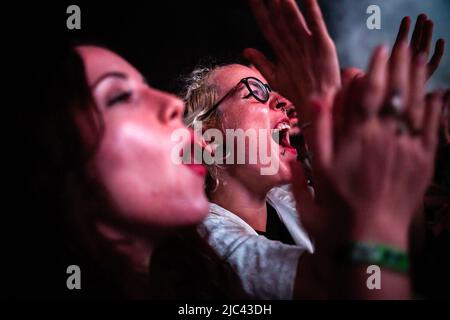 Porto, Portugal. 09th June, 2022. Fans seen during the Tame Impala concert performing at the NOS stage during the 2022 NOS Primavera Sound in Porto. Credit: SOPA Images Limited/Alamy Live News Stock Photo