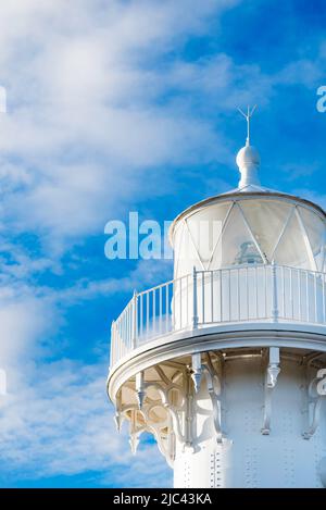 First built on the Ulladulla Breakwater in 1873, the light was moved to Warden Head in 1879. One of only two NSW lighthouses made with wrought iron Stock Photo