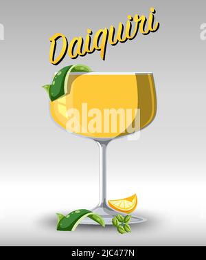 Daiquiri cocktail in the glass illustration Stock Vector