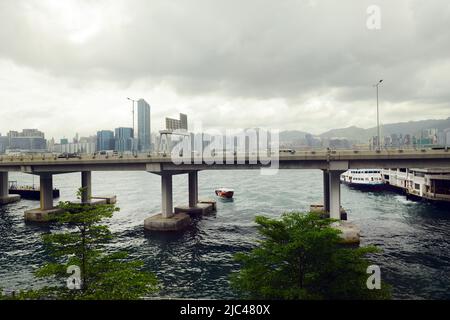 Island Eastern Corridor highway in North Point, Hong Kong. Stock Photo