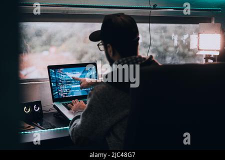 Web programmer working from home Stock Photo