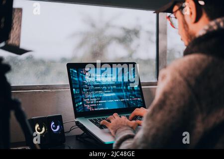 Web programmer working from home Stock Photo