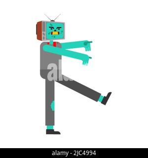 Zombie TV. Zombi televisor. brainwashing concept. Vector illustration Stock Vector