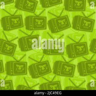 Zombie TV pattern seamless. Zombi televisor background. brainwashing concept. Vector texture Stock Vector