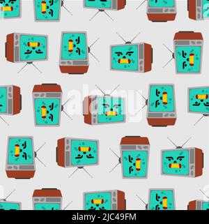 Zombie TV pattern seamless. Zombi televisor background. brainwashing concept. Vector texture Stock Vector