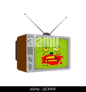 Zombie TV. Zombi televisor. brainwashing concept. Vector illustration Stock Vector