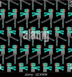 Zombie TV pattern seamless. Zombi televisor background. brainwashing concept. Vector texture Stock Vector