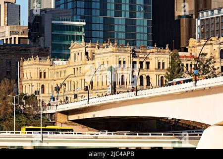 Brisbane Australia /  The Treasury Casino and Victoria Bridge Brisbane Queensland. Stock Photo