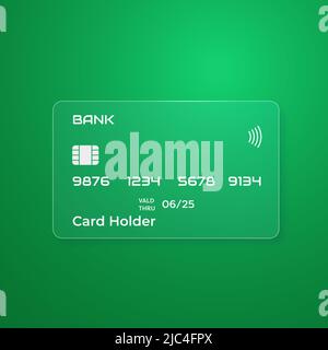 Transparent credit card in glass morphism style. Place for your texts and images. Vector illustration. Stock Vector