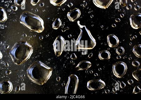 Background covered with water drops in close-up view Stock Photo