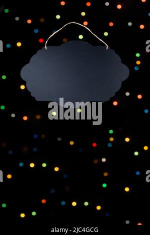 String. Sign Board Black Empty Sign Board with string for hanging on wall Stock Photo - Alamy