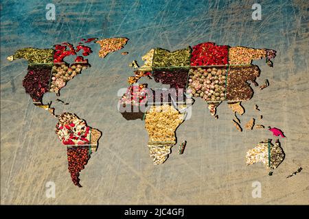 Roughly outlined world map with white background Stock Photo