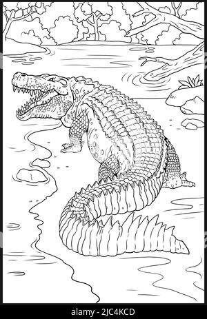 Prehistoric extinct alligator - Deinosuchus. Terrible crocodile. Drawing  with extinct predators reptiles Stock Photo - Alamy