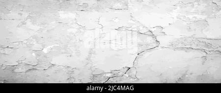 Close-up of the texture of gray peeling plaster. An old plastered wall Stock Vector