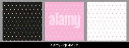 set of seamless patterns on white, black and pink backgrounds for textiles, texture, decoration and creative design Stock Vector